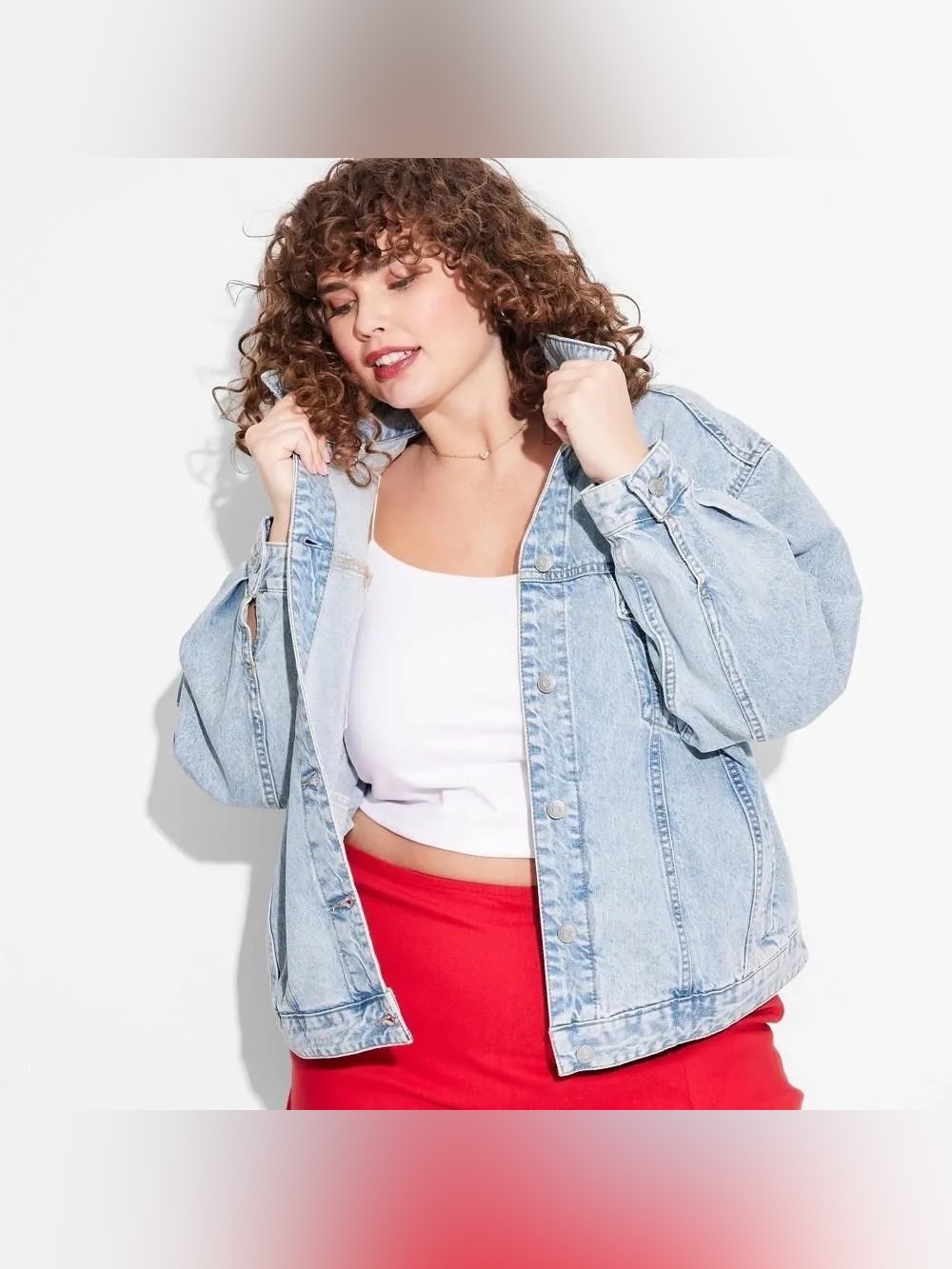 Wild Fable Women's Oversized Denim Jean Jacket Light wash Plus size 3X